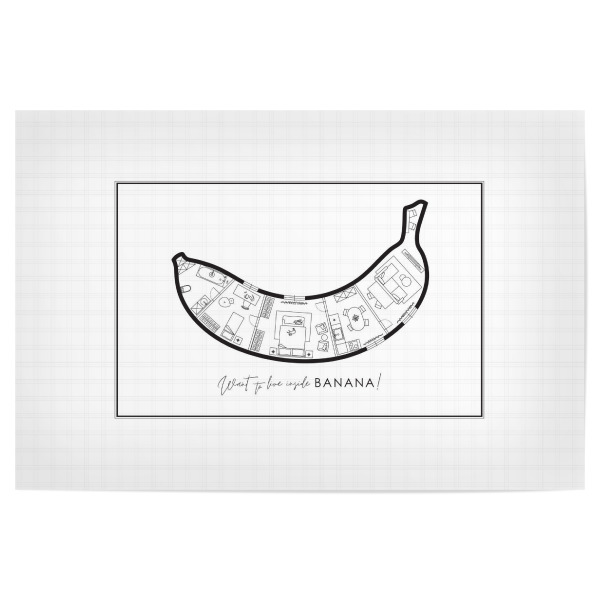 Poster 30x20 cm "Bananenkonstruktionszeichnung" artboxONE - Schwarzweiß,Architektur,Essen & Trinken / Obst & Gemüse