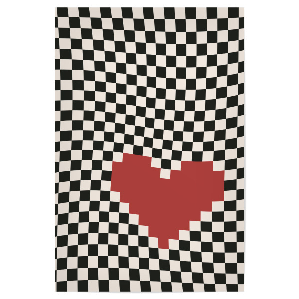 Poster 30x20 cm "Pixelherz" artboxONE - Abstrakt,Geometrie,Liebe - Liebe,Herz,Schachbrett,Schwarz und weiß,Geometrie,Formen