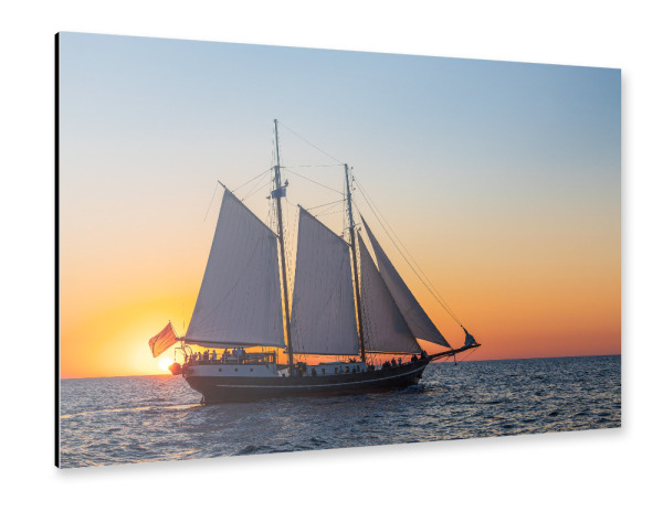Alu-Dibond "Sonnenuntergang mit Windjammer" 30x20 cm artboxONE