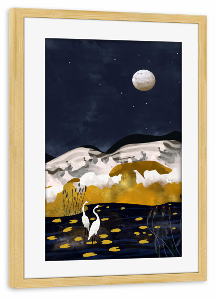 Poster mit Rahmen kiefer "Mitternachtssee" artboxONE - Natur,Tiere