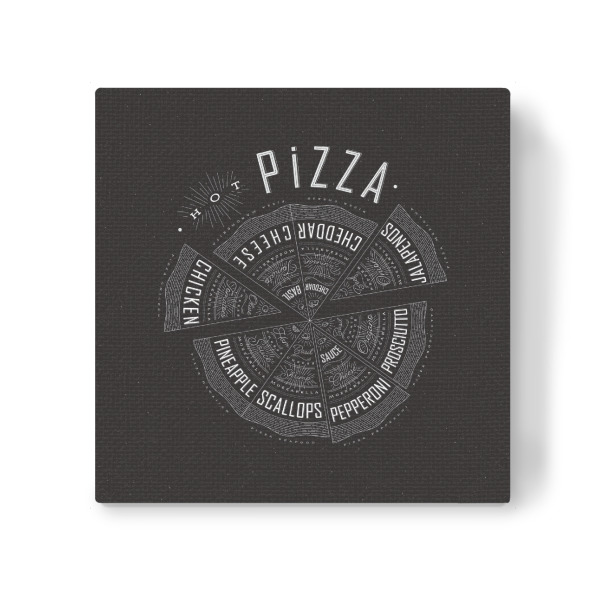 Leinwandbild "Illustration heiße Pizza schwarz" artboxONE - Essen & Trinken