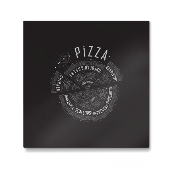 Galerie-Print "Illustration heiße Pizza schwarz" 30x30 cm artboxONE