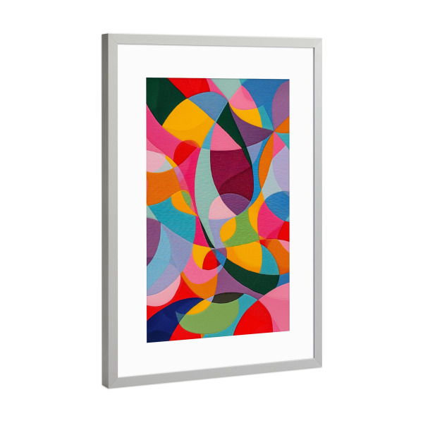 Poster mit Rahmen Silber "Bunte Patchwork Formen" artboxONE - Abstrakt,Architektur,Geometrie