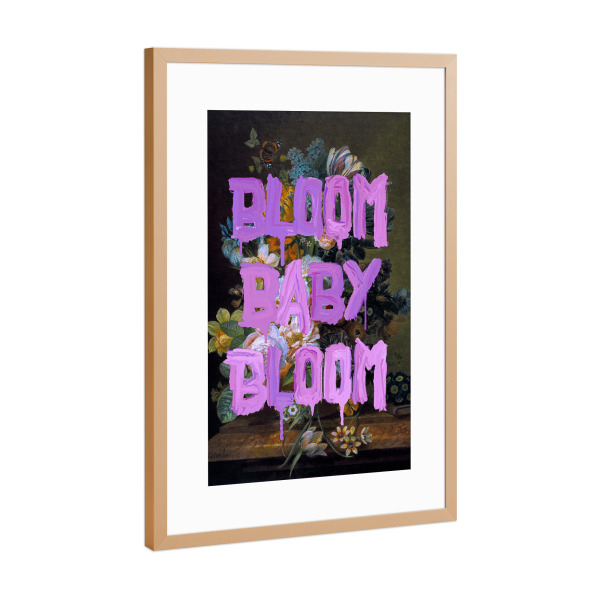 Poster mit Rahmen Kupfer "Bloom Baby Bloom" artboxONE - Floral,Lehrersprüche - Vintage,Retro,Pop-art,Moderne kunst,Zeitgenössische kunst,Malerei,Zitat