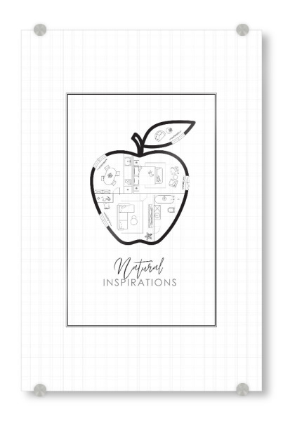 Acrylglasbild "Apple Konstruktionszeichnung" artboxONE - Schwarzweiß,Architektur,Essen & Trinken / Obst & Gemüse