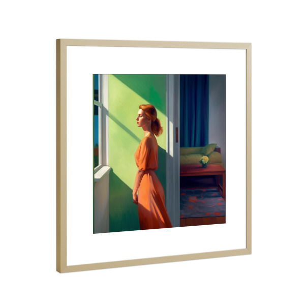 Poster mit Rahmen Gold "Sonnenlicht" artboxONE - Abstrakt,Menschen,Architektur