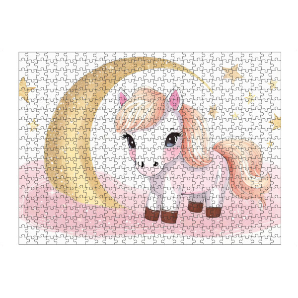 Puzzle Ravensburger "Verträumtes Pony in rosa" artboxONE - Für Kinder - Mond,Langhaar,Stern,Blond,Gold,Pferde,Kinderzimmer,Niedlich,Klein,Pony,Rosa