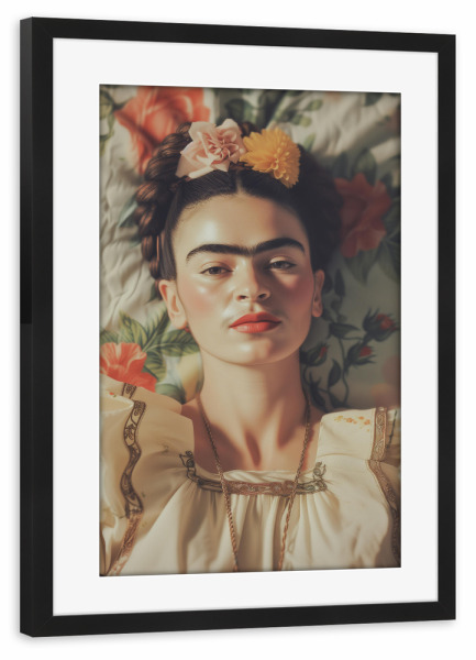 Poster mit Rahmen schwarz "Frida Boho pastell-style" artboxONE - Floral,Menschen,Fashion