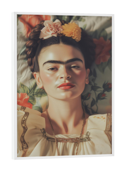 Poster mit weißem Rahmen "Frida Boho pastell-style" artboxONE - Floral,Menschen,Fashion