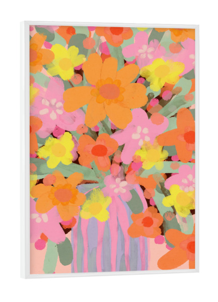 Poster mit weißem Rahmen "Neon Blumenstrauss" artboxONE - Floral,Abstrakt,Für Mama
