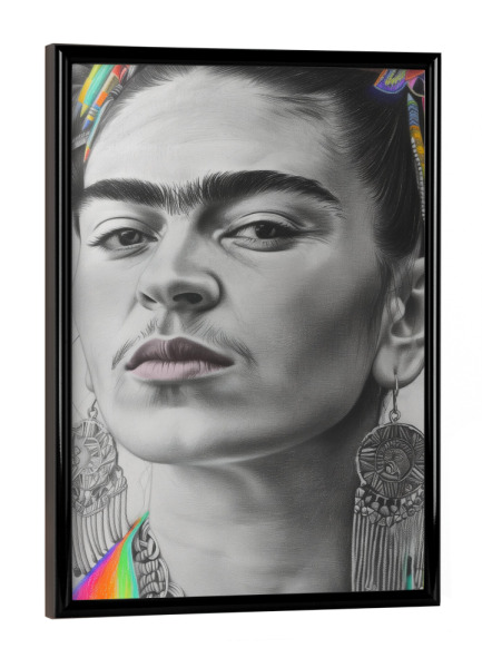 Poster mit schwarzem Rahmen "Regenbogen Frida" artboxONE - Floral,Menschen,Fashion