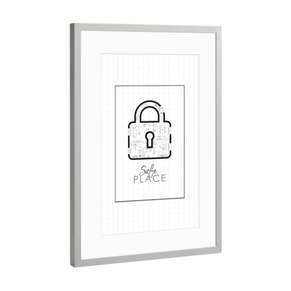 Poster mit Rahmen Silber "Bauplan für die Schleuse" artboxONE - Schwarzweiß,Architektur,Geometrie