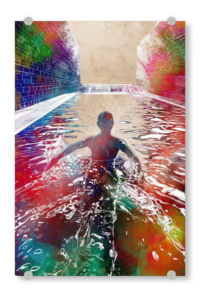 Acrylglasbild "Schwimmsport Kunst H" artboxONE - Sport,Sport / Sommerspiele - Sport,Schwimmen,Schwimmer,Schwimmen,Schwimmbad,Grafik