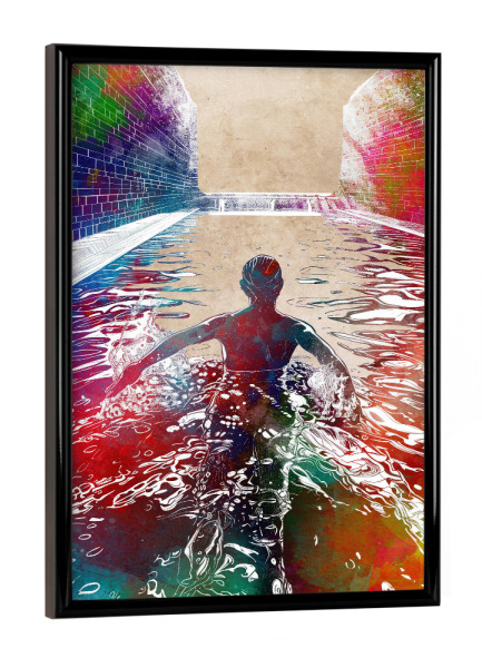 Poster mit schwarzem Rahmen "Schwimmsport Kunst H" artboxONE - Sport,Sport / Sommerspiele - Sport,Schwimmen,Schwimmer,Schwimmen,Schwimmbad,Grafik