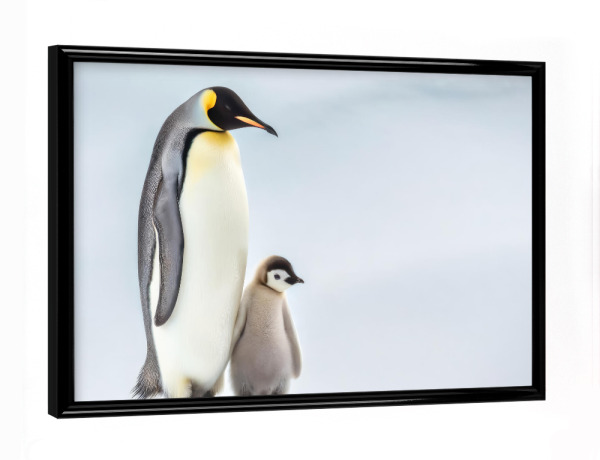 Poster mit schwarzem Rahmen "Kaiserpinguin Familie" artboxONE - Tiere