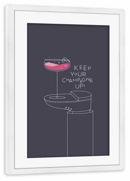 Poster mit Rahmen weiß "Großes Glas Champagner dunkel" artboxONE - Essen & Trinken,Essen & Trinken / Alkohol