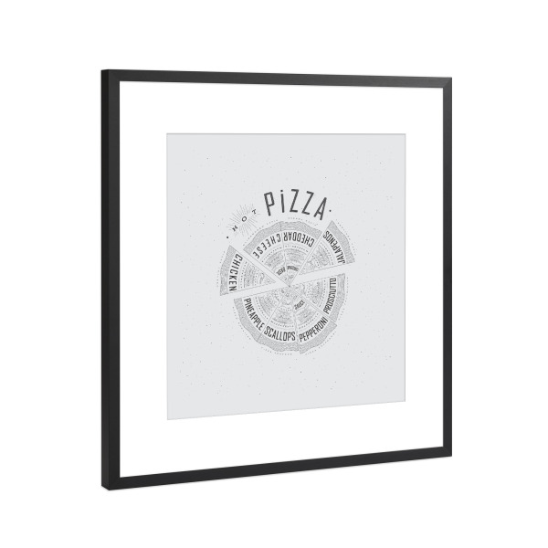 Poster mit Rahmen Schwarz (Metallic) "Illustration heiße Pizza" artboxONE - Essen & Trinken