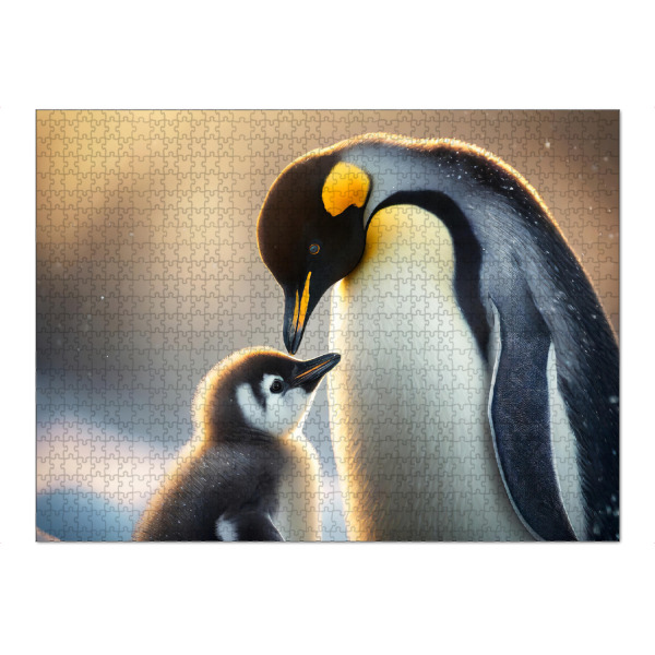 Puzzle Ravensburger "Kaiserpinguin mit Kücken" artboxONE - Tiere - Natur,Eis,Pinguine,Schnee,Klima,Tier,Erde,Arktis,Kaiser,Vögel,Antarktis,Polargebiet