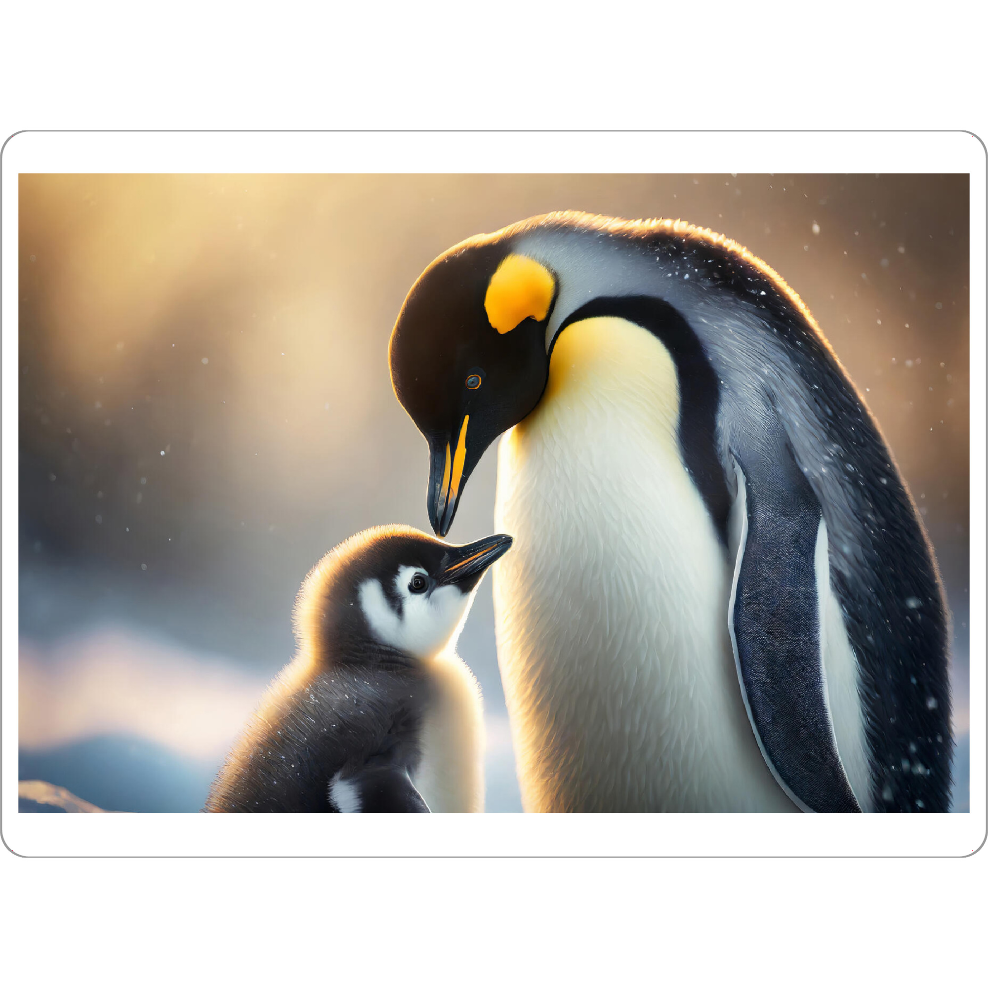 Tischset "Kaiserpinguin mit Kücken" artboxONE - Tiere - Natur,Eis,Pinguine,Schnee,Klima,Tier,Erde,Arktis,Kaiser,Vögel,Antarktis,Polargebiet