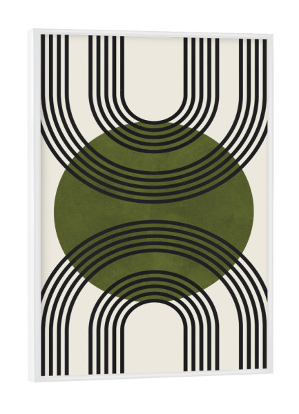 Poster mit weißem Rahmen "Aquarellkreise und Linien Q" artboxONE - Abstrakt,Geometrie