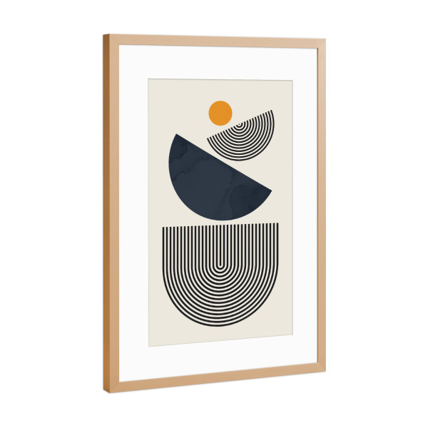 Poster mit Rahmen Kupfer "Aquarellkreise und -linien B" artboxONE - Abstrakt,Geometrie