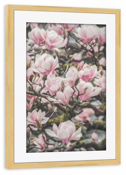 Poster mit Rahmen kiefer "Magnolien Blütenzauber" artboxONE - Natur,Floral,Liebe