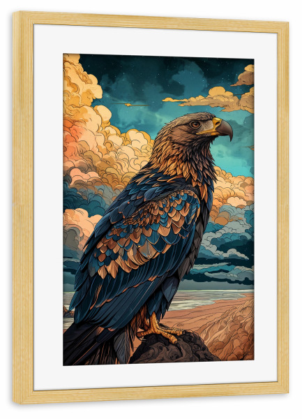 Poster mit Rahmen kiefer "Eagle Modern (matart)" artboxONE - Tiere - Adler,Vogel,Vögel,Tier,Tiere,Natur,Wild,Modern