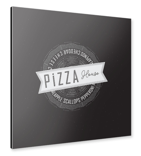 Alu-Dibond "Illustration Pizzahaus schwarz" 30x30 cm artboxONE