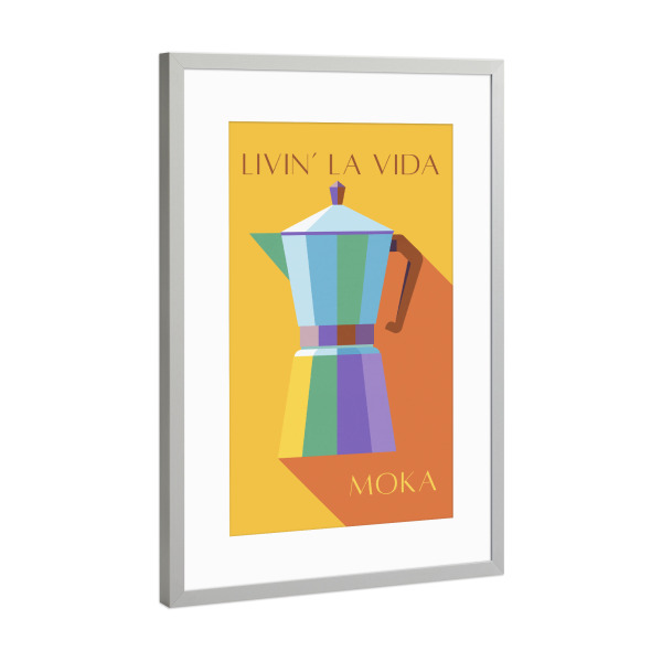 Poster mit Rahmen Silber "Livin' La Vida Moka - Illustration" artboxONE - Essen & Trinken