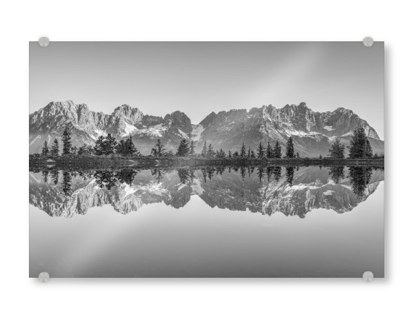 Acrylglasbild "Wilder Kaiser schwarz-weiß" artboxONE - Natur,Reise,Schwarzweiß