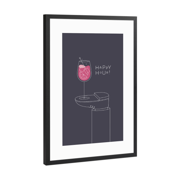 Poster mit Rahmen Schwarz (Metallic) "Cocktailglas dunkel spritzen" artboxONE - Essen & Trinken,Essen & Trinken / Alkohol