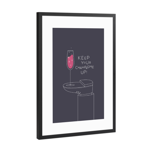 Poster mit Rahmen Schwarz (Metallic) "Glas Champagnerglas dunkel" artboxONE - Essen & Trinken,Essen & Trinken / Alkohol