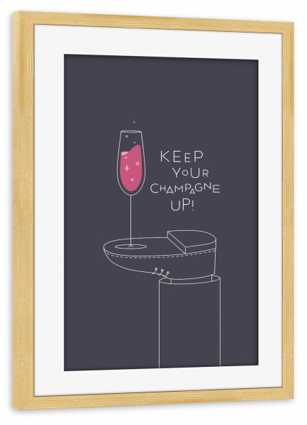 Poster mit Rahmen kiefer "Glas Champagnerglas dunkel" artboxONE - Essen & Trinken,Essen & Trinken / Alkohol