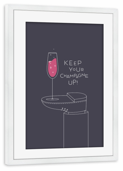 Poster mit Rahmen weiß "Glas Champagnerglas dunkel" artboxONE - Essen & Trinken,Essen & Trinken / Alkohol