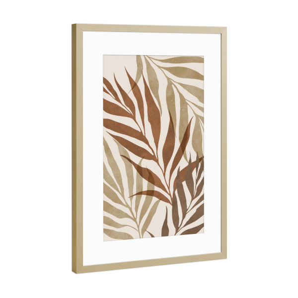 Poster mit Rahmen Gold "Botanisch in Aquarell D" artboxONE - Floral,Abstrakt,Geometrie
