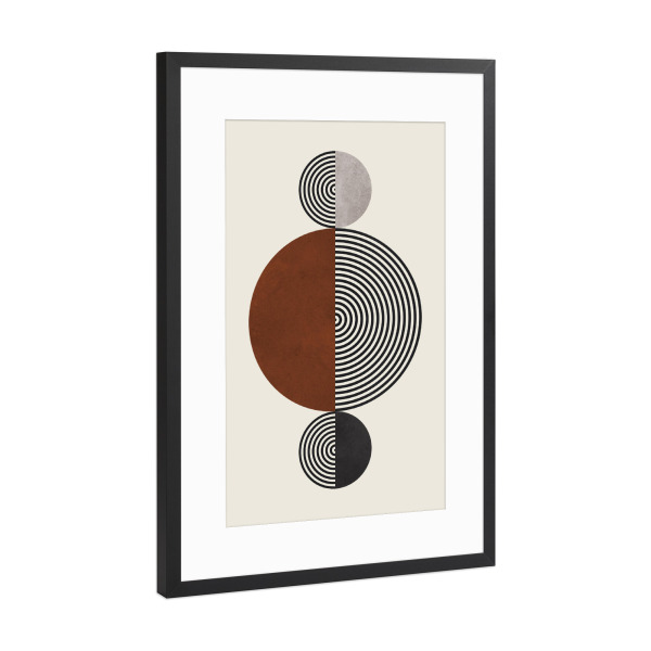Poster mit Rahmen Schwarz (Metallic) "Aquarellkreise und Linien S" artboxONE - Abstrakt,Geometrie