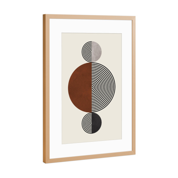 Poster mit Rahmen Kupfer "Aquarellkreise und Linien S" artboxONE - Abstrakt,Geometrie