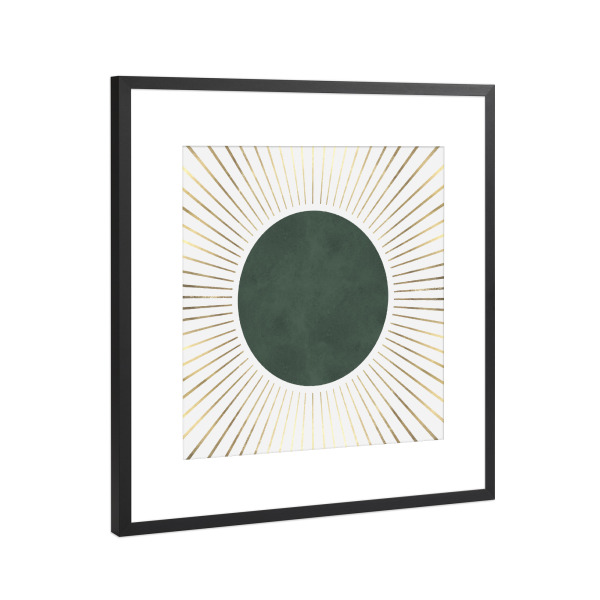 Poster mit Rahmen Schwarz (Metallic) "Aquarell Sonnenstrahlen B" artboxONE - Abstrakt,Geometrie
