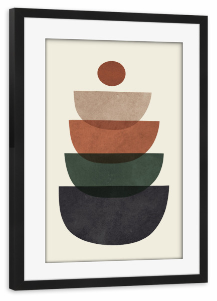 Poster mit Rahmen schwarz "Aquarellkreise Komposition A" artboxONE - Abstrakt,Geometrie