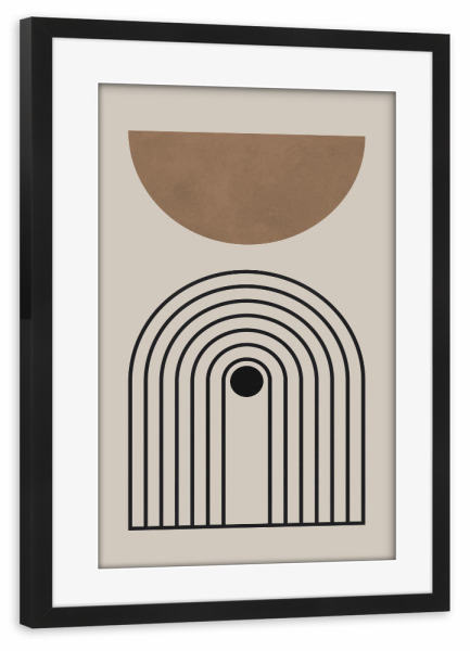 Poster mit Rahmen schwarz "Aquarellkreise und Linien L" artboxONE - Abstrakt,Geometrie