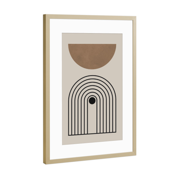 Poster mit Rahmen Gold "Aquarellkreise und Linien L" artboxONE - Abstrakt,Geometrie