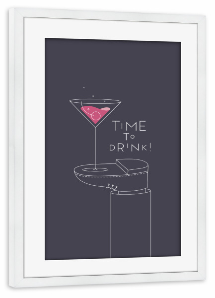 Poster mit Rahmen weiß "Manhattan Cocktailglas dunkel" artboxONE - Essen & Trinken,Essen & Trinken / Alkohol