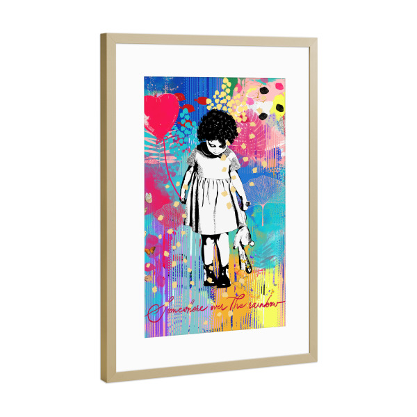 Poster mit Rahmen Gold "Irgendwo über dem Regenbogen" artboxONE - Für Kinder,Menschen,Streetart