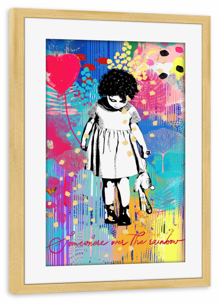 Poster mit Rahmen kiefer "Irgendwo über dem Regenbogen" artboxONE - Für Kinder,Menschen,Streetart