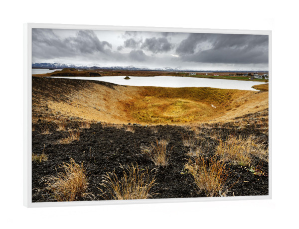 Poster mit weißem Rahmen "Pseudokrater am Myvatn in Island" artboxONE - Natur,Reise,Reise / Länder