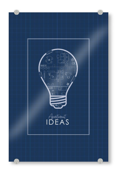 Acrylglasbild "Glühbirnen Bauplan blau" artboxONE - Architektur,Streetart