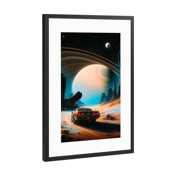 Poster mit Rahmen Schwarz (Metallic) "Ultimativer Weltraumrennfahrer" artboxONE - Reise,Sport / Motorsport,Galaxy
