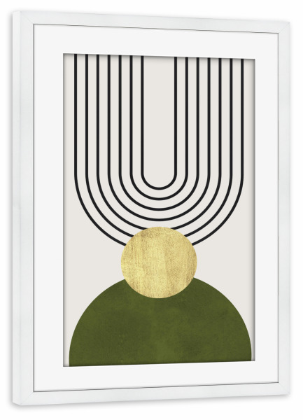 Poster mit Rahmen weiß "Aquarellkreise und -linien I" artboxONE - Abstrakt,Geometrie