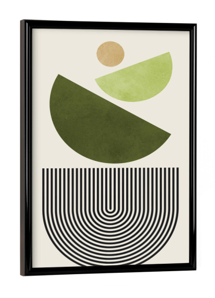 Poster mit schwarzem Rahmen "Aquarellkreise und Linien A" artboxONE - Abstrakt,Geometrie