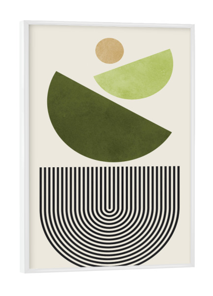 Poster mit weißem Rahmen "Aquarellkreise und Linien A" artboxONE - Abstrakt,Geometrie